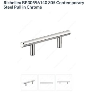 Richelieu BP30596140 305 Contemporary Steel Pull in Chrome (10 pcs) NIB
